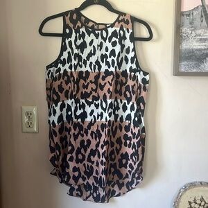 NWT 10 Crosby Derek Lam Silk Leopard Print High-Low Tank Blouse Size 6